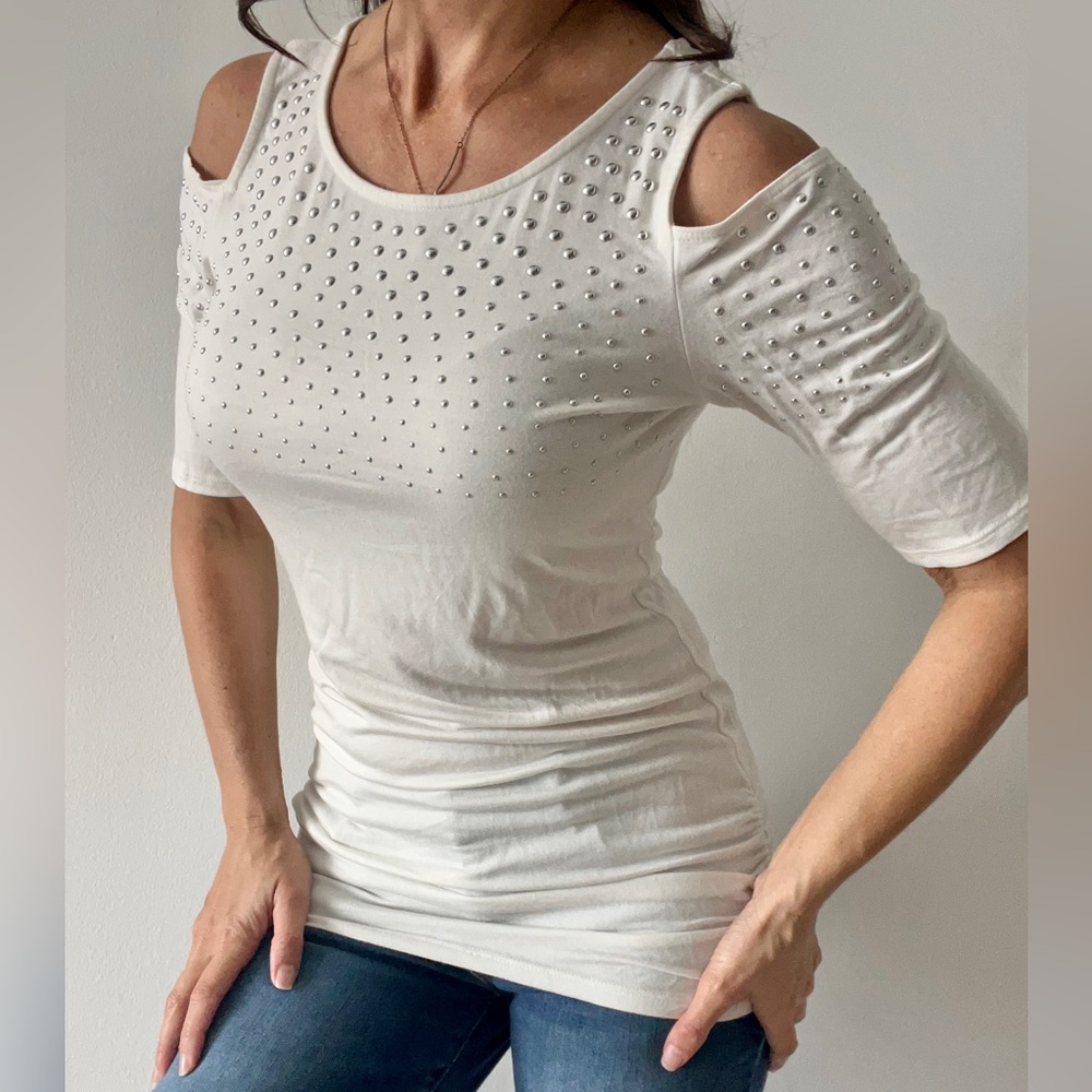 Studded Cold Shoulder Top